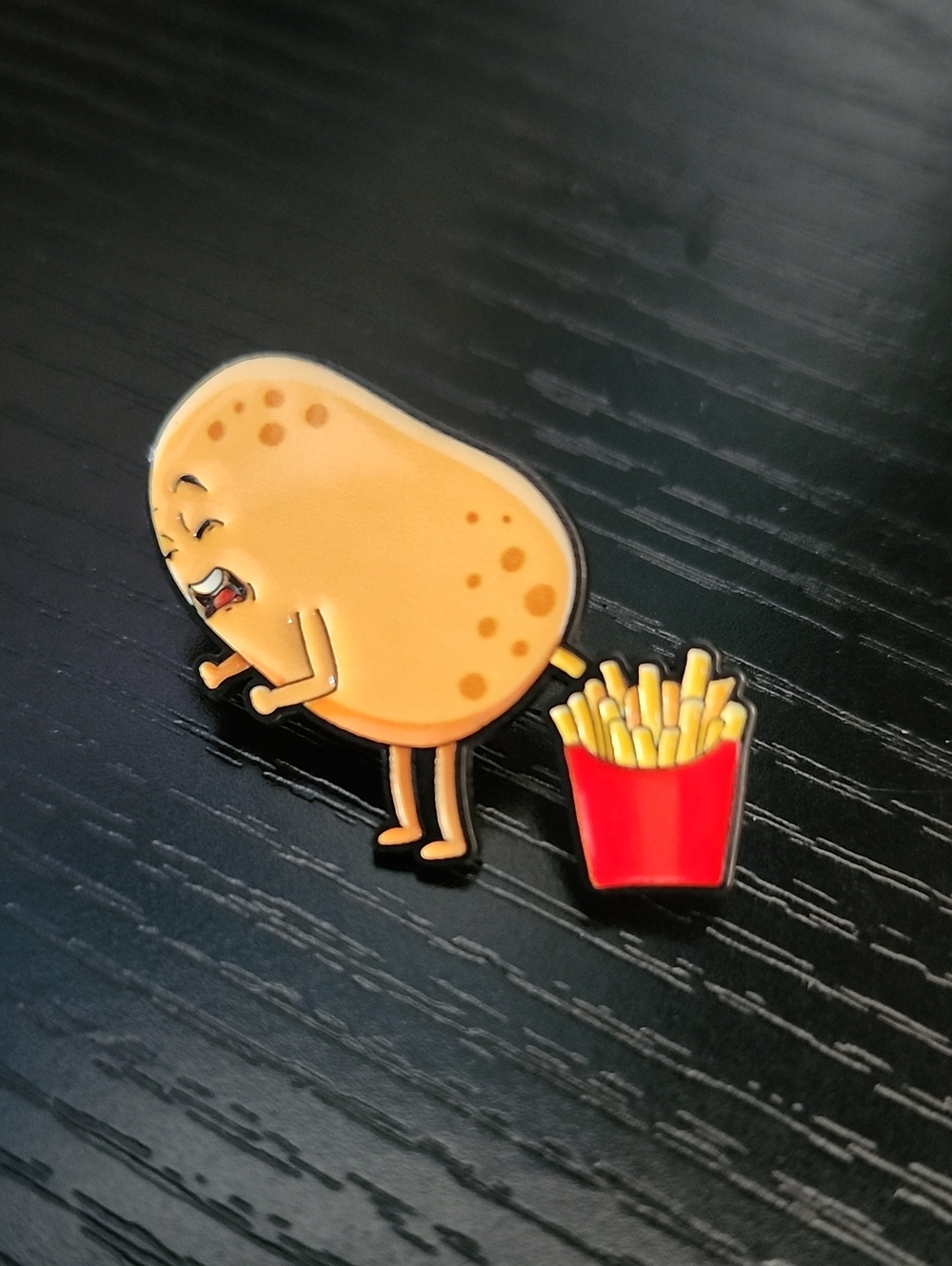 Funny Novelty Potato & Fries Enamel Pin - Yellow and Red